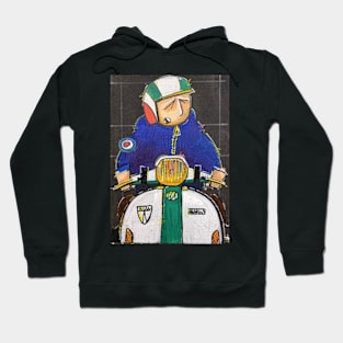 Retro Scooter, Classic Scooter, Scooterist, Scootering, Scooter Rider, Mod Art Hoodie